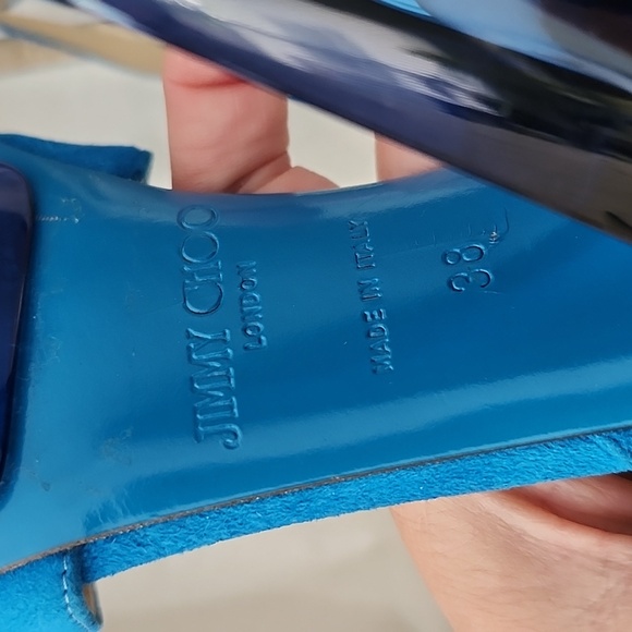 Jimmy Choo Blue Suede Niagara Sue Platform Heels - Picture 9 of 15